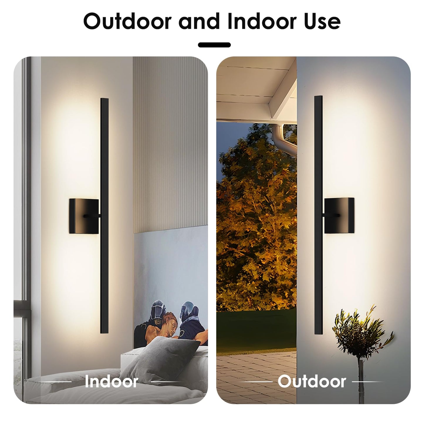 BesLowe 2-Pack Outdoor Wall Lights, Waterproof LED Sconces, 31.75in, Black, Model B04047L