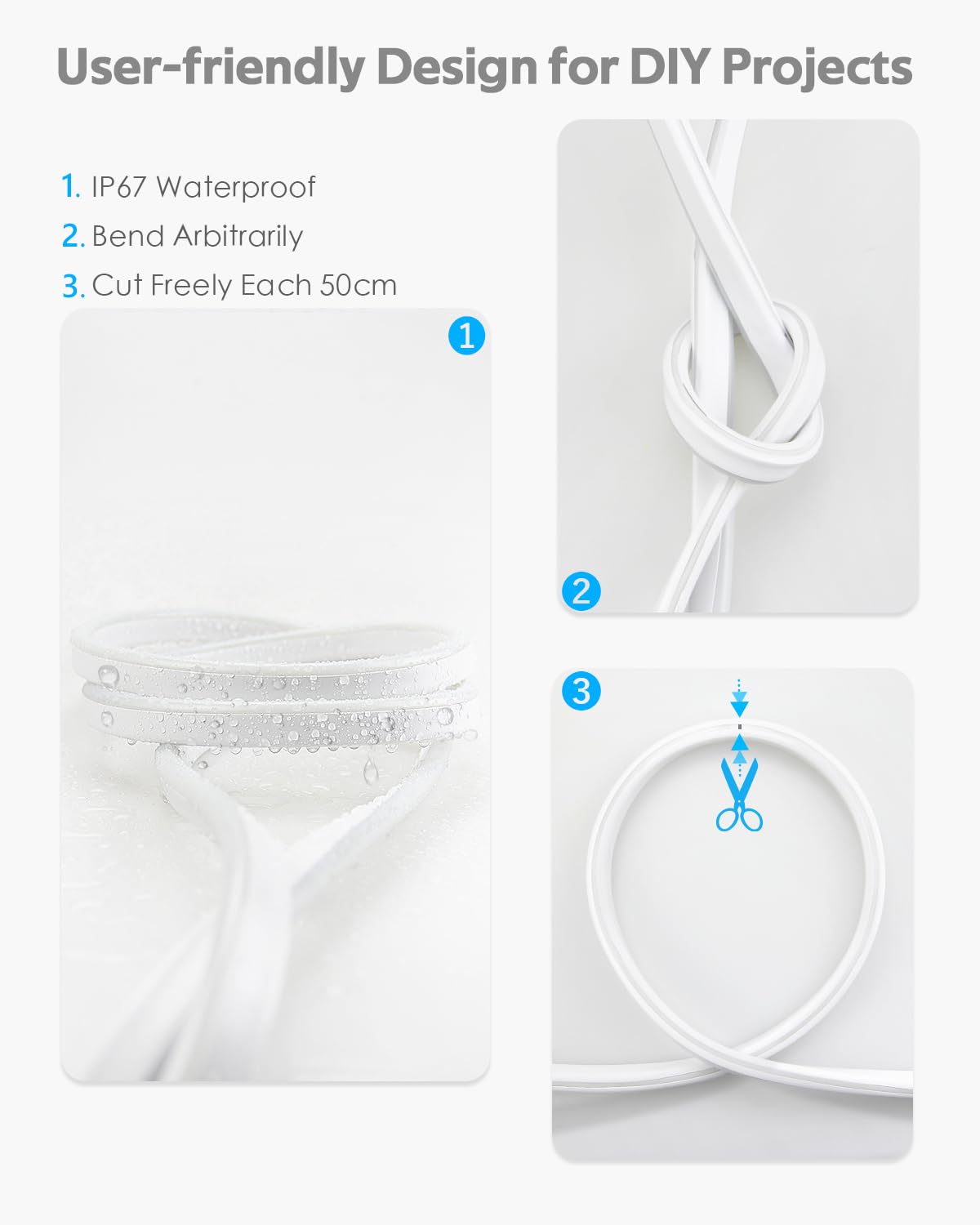 Samsion LED Rope Lights Outdoor 45M Waterproof Flexible Blue Silicone with Dimmable Controller