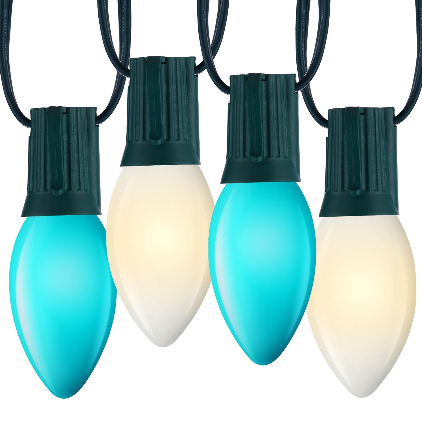 Minetom C9 Christmas String Lights, 50FT, Blue and White, E17 Base, Indoor/Outdoor Decor