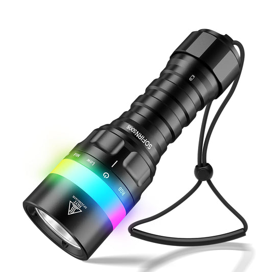 CSTEBOKE Sofirn SD08 Diving Light, 3200lm, IPX8 Waterproof, Black, Aluminum