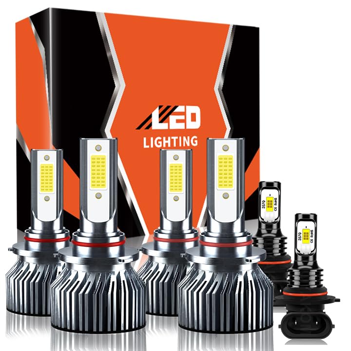 TXBILMOO 9005 9006 High/Low Beam Fog Light Bulbs, 32000LM 6500K White, Aluminum, IP68, Pack of 6
