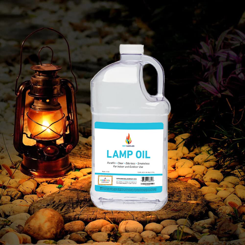 The Dreidel Company Liquid Paraffin Lamp Oil - Smokeless, Odorless Fuel - 1 Gallon - Clear - 4-Pack