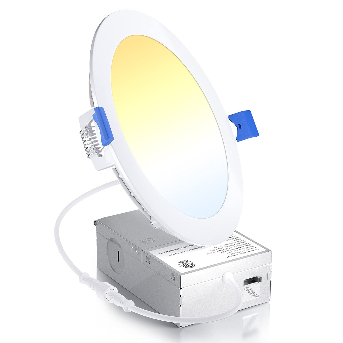 Ensenior 6 Inch Ultra-Thin LED Recessed Light, 12W Dimmable, 2700K-6000K Selectable, ETL Certified, Metal