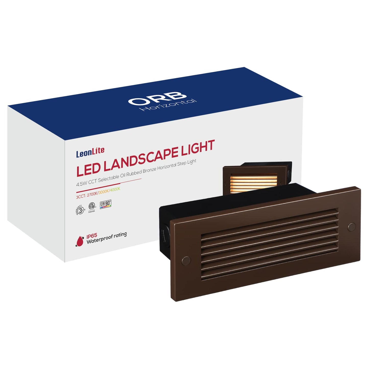 LEONLITE LED Step Lights, 5CCT Dimmable 4.5W 300LM, IP65 Waterproof, Oil-Rubbed Bronze, Model 58810