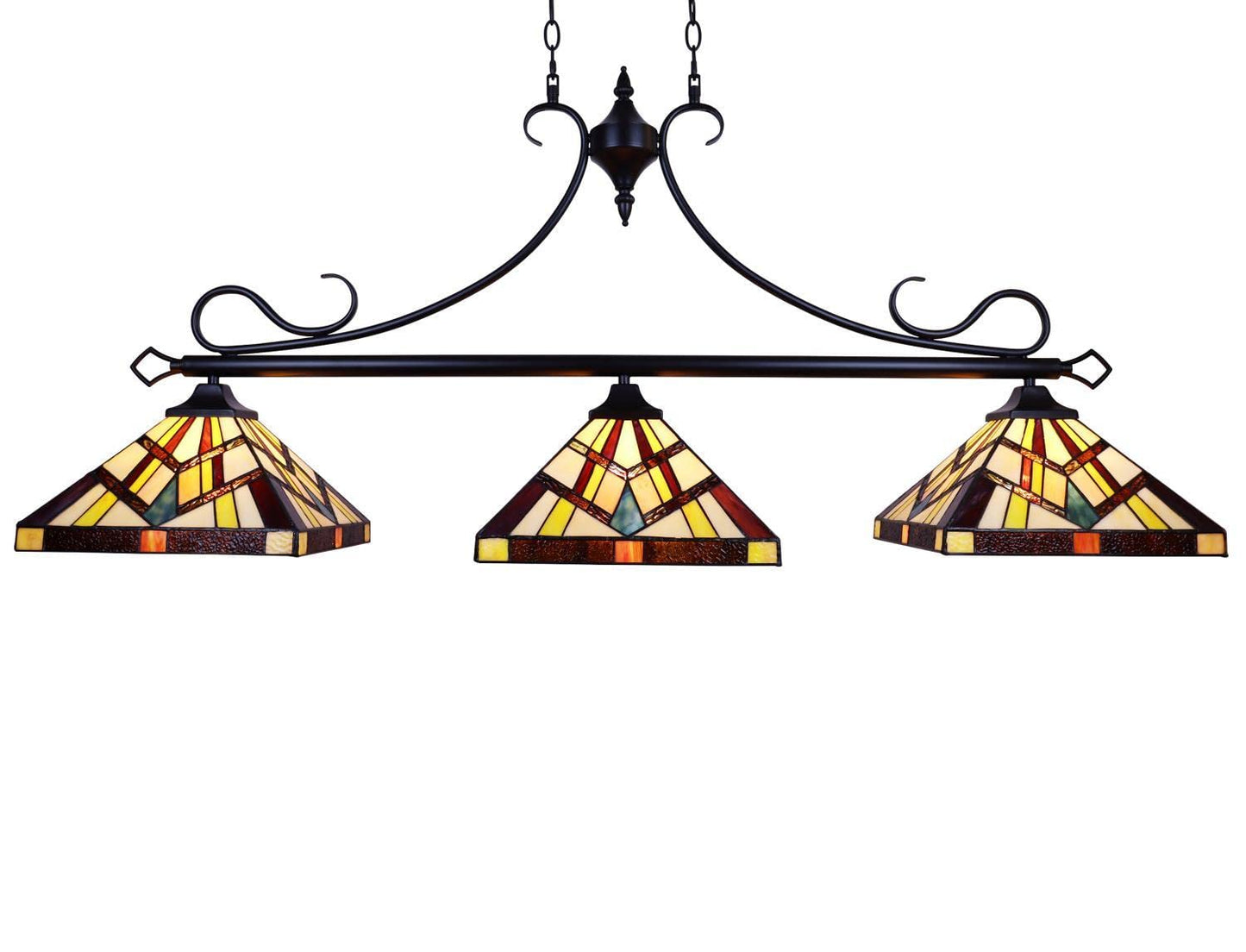 Chloe Lighting Vincent Mission Tiffany-Style Island Pendant 3 Light 47in Wide Multicolor Glass Model CH3T523BM47-IL3