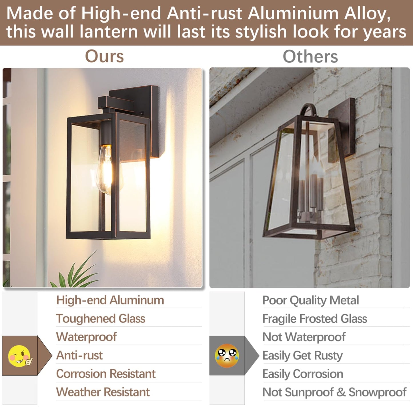 MAXvolador Outdoor Wall Lantern, Waterproof Sconce Light Fixture, Large, Oil-Rubbed Bronze, Model 2032BC, Aluminum