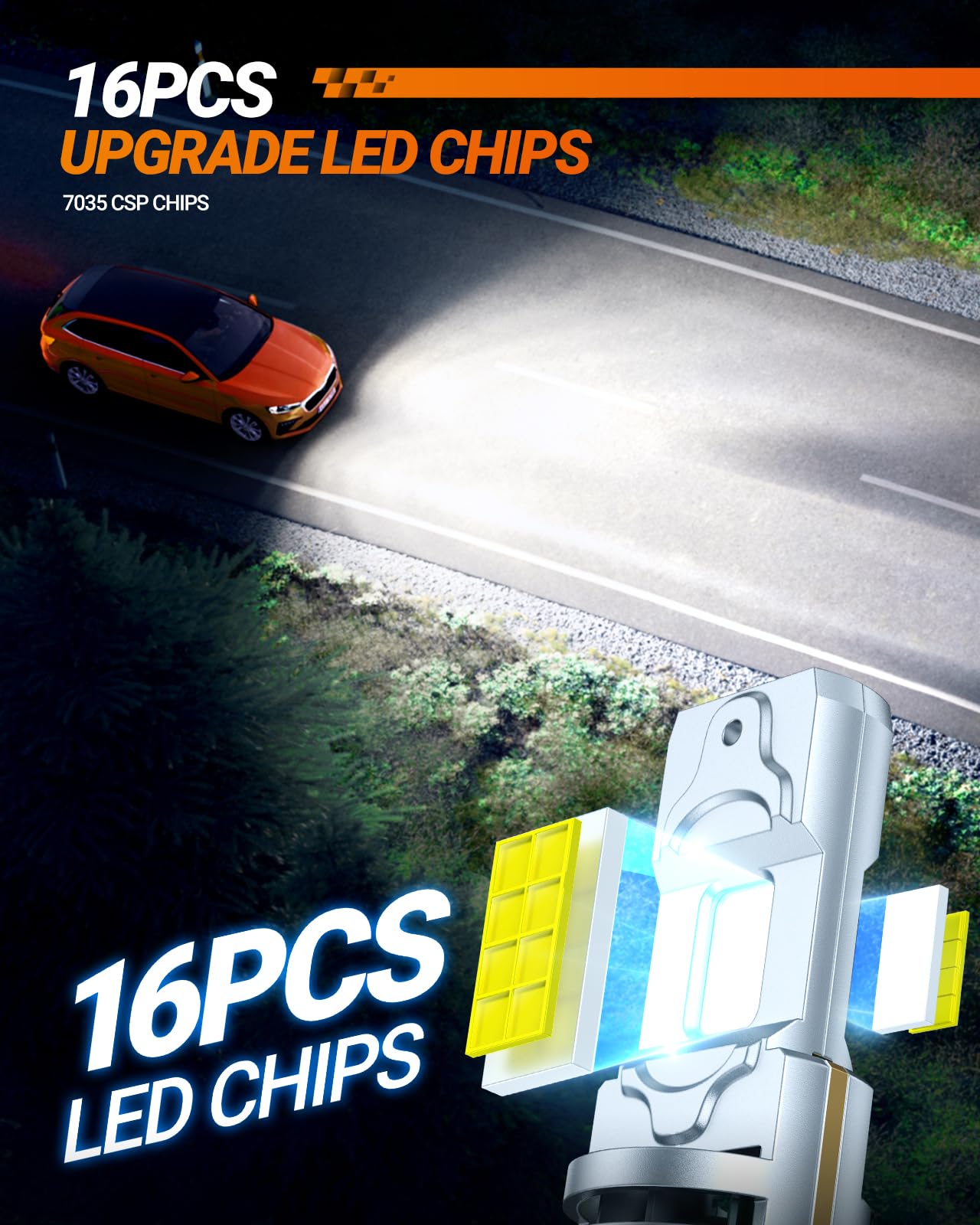 SEALIGHT H10 LED Fog Light Bulbs, 18000LM, 6500K Cool White, Pack of 2, Fits H10/9140/9145
