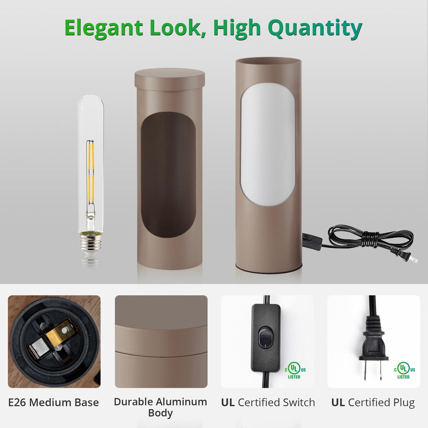LEDIARY Shabbos Lamp, Brown Kosher Table Lamp, 10.5in ?3.2in ?3.2in , T10 Bulb Included, Nightlight for Living Room and