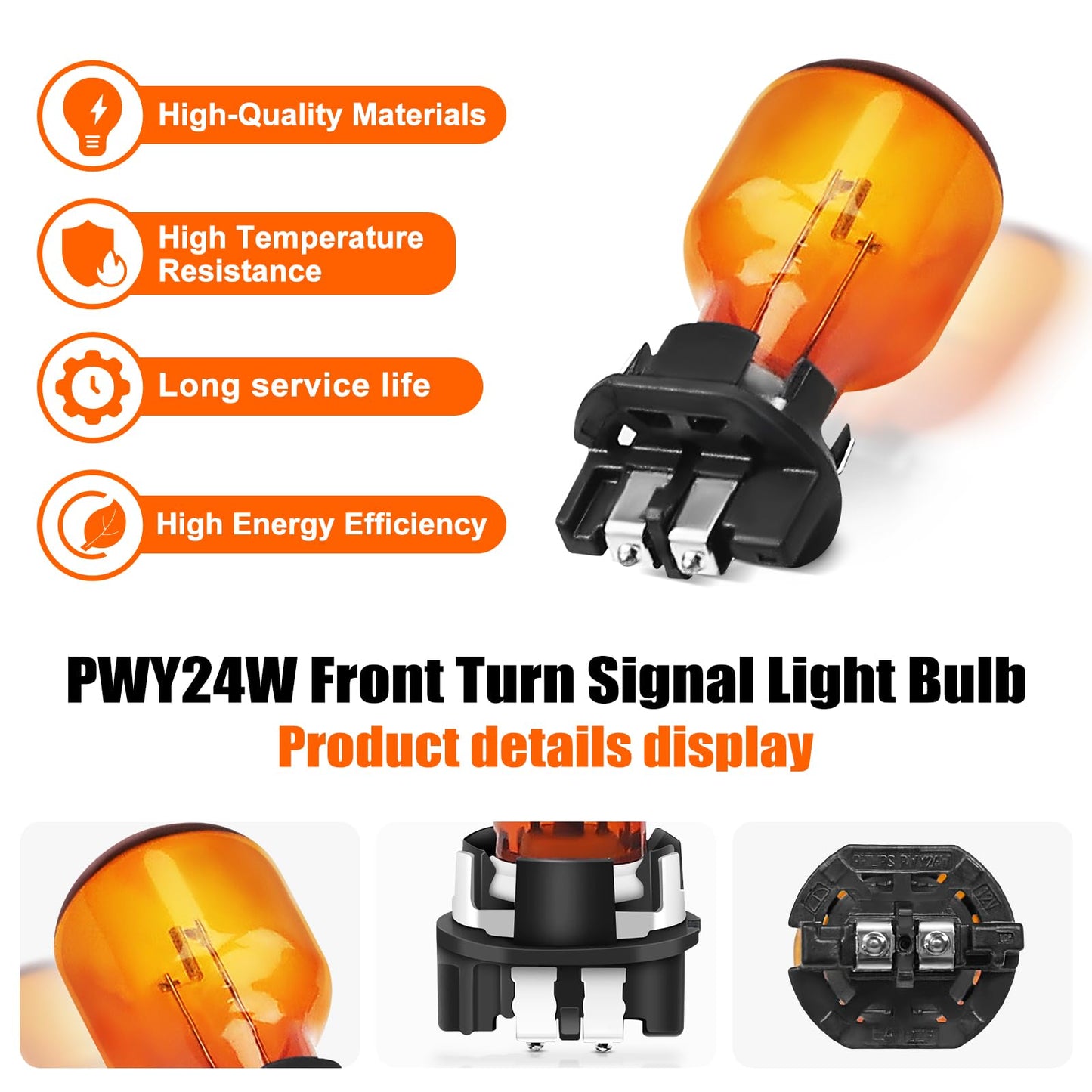 lodfGL PWY24W Turn Signal Light Bulbs 12V 24W Replacement for 2016 Passat, 2017 Octavia, Audi A4 Q3 Q7, Ford