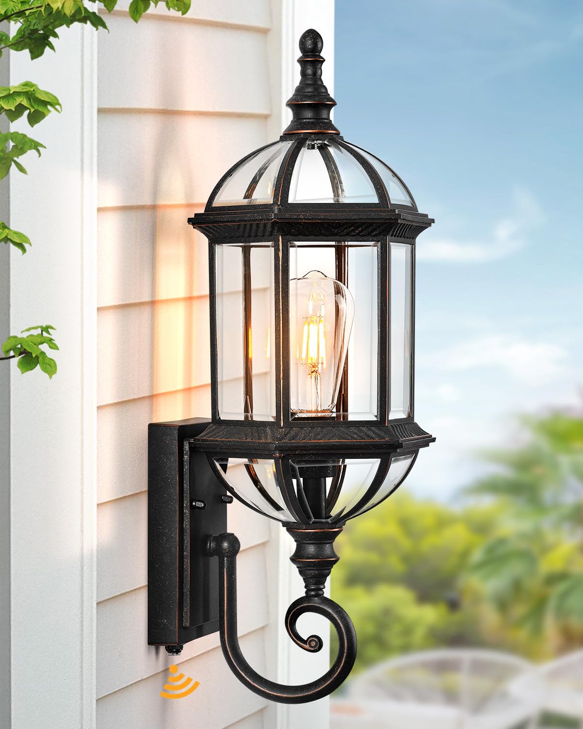 VIANIS Outdoor Wall Lights, 22in Oil Rubbed Bronze, Tempered Beveled Glass, Waterproof, Model V81581B2