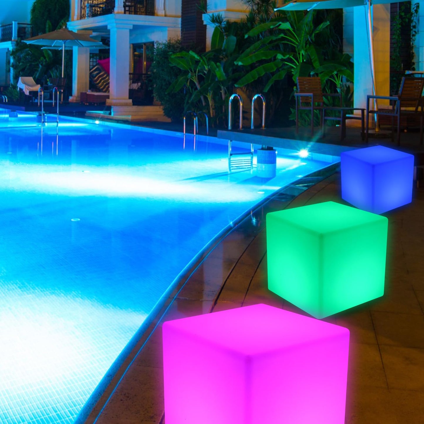 Frienda LED Mood Lamp - Waterproof Light Up Cube, 16 Colors, 8 Inch, White, Model FR2213