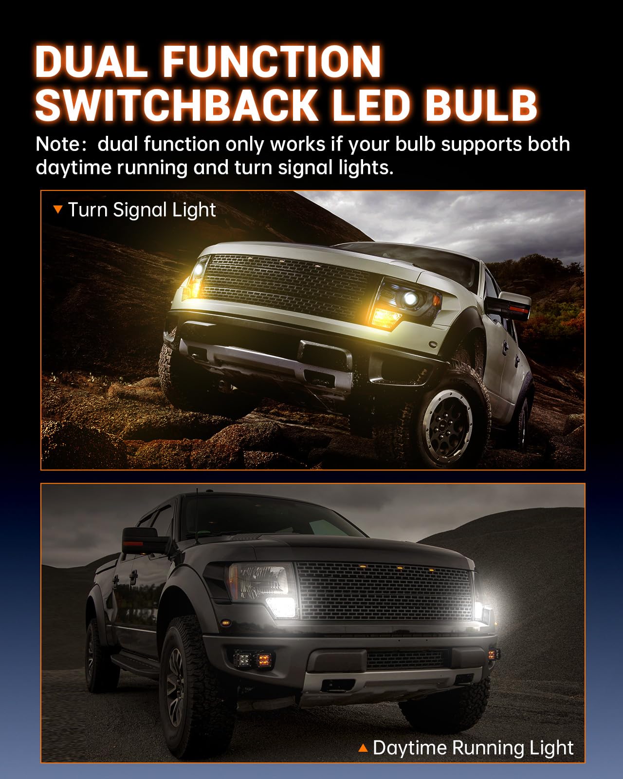 SEALIGHT 7443 LED Bulb Switchback Light with Turbo Fan, Amber/White, Pack of 2