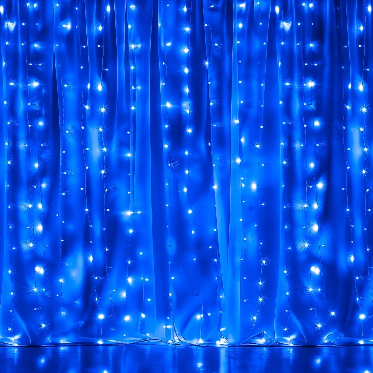 Dazzle Bright 300 LED Curtain String Lights, Waterproof, 8 Lighting Modes, Blue, Model CL-300CC