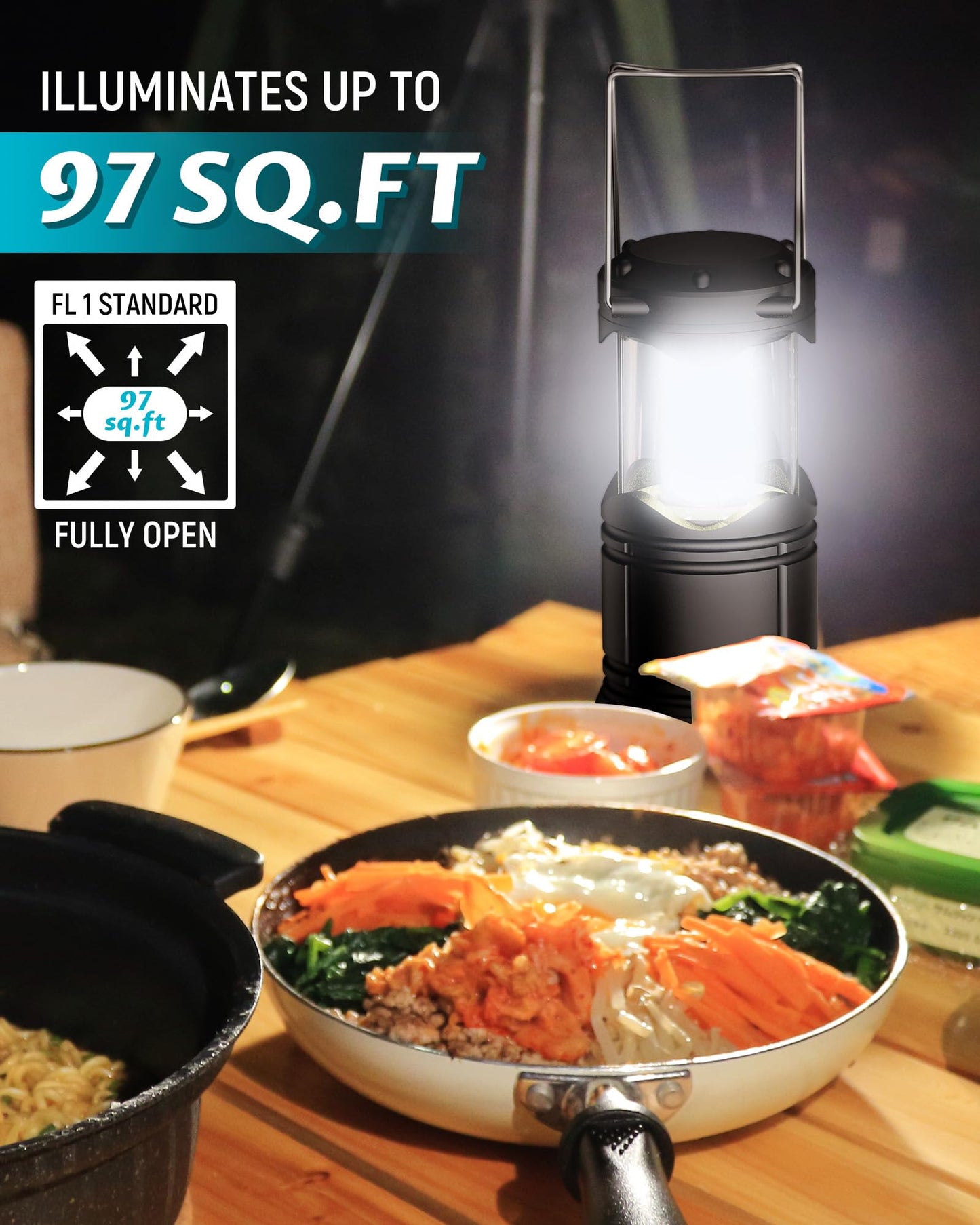 Lichamp LED Camping Lanterns 4 Pack, Battery Powered, Portable, Medium Size, Black, Model A4BK