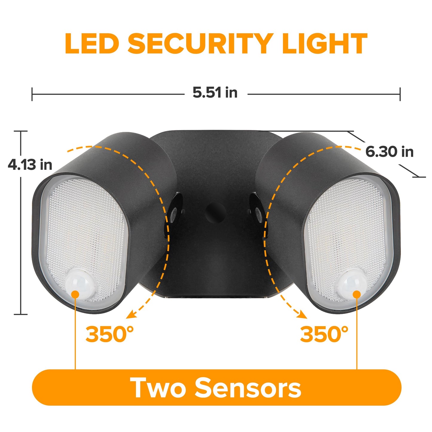 LUTEC LED Flood Lights 35W 4000LM with Motion Sensors, IP65 Waterproof, 5000K Dusk to Dawn, 2 Pack, Black