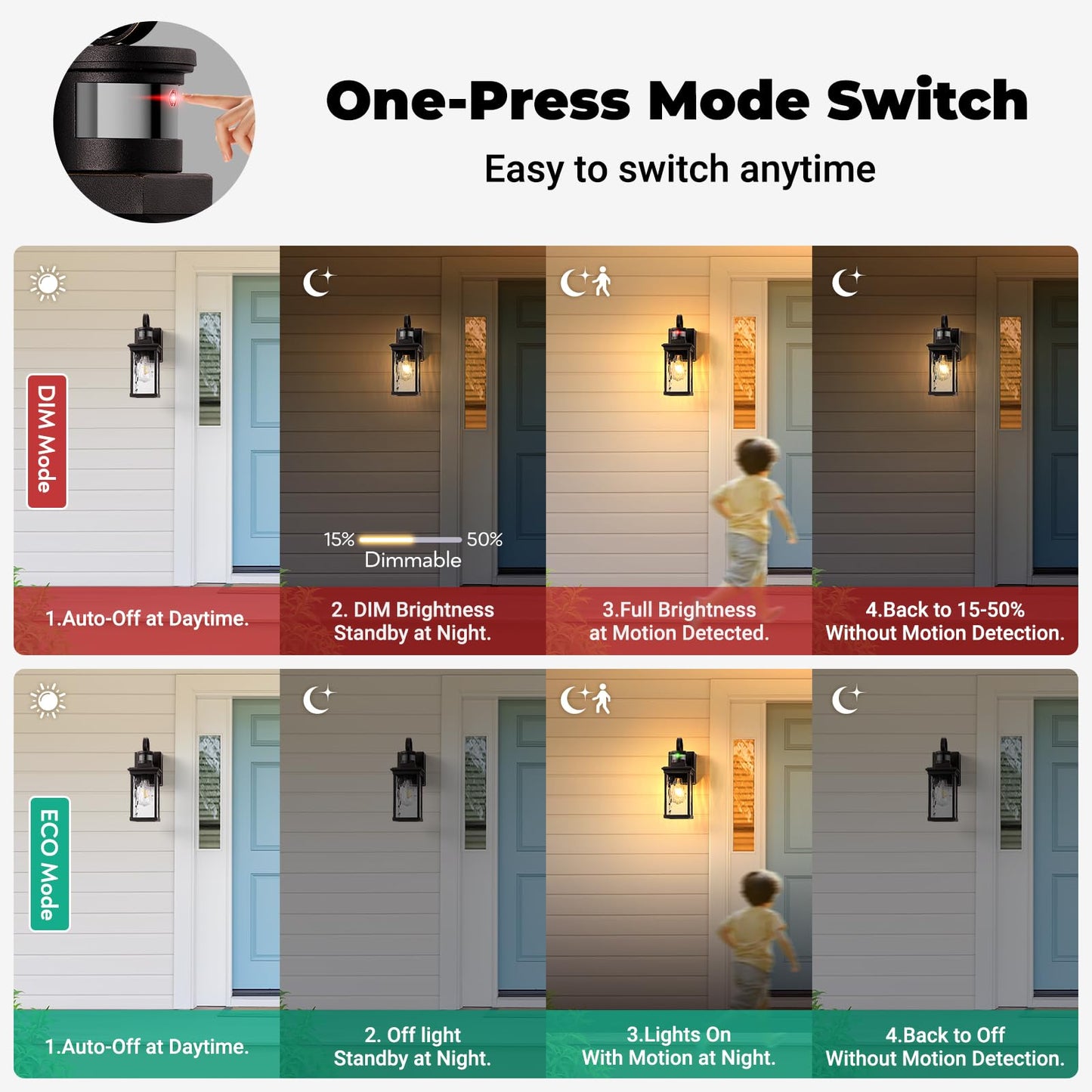 OPAXIS Wall Mount Exterior Lighting Fixture with Motion Sensor, GFCI Outlet, Aluminum, 1-Pack, Oil Rubbed Bronze Gold Trim, Model P81611