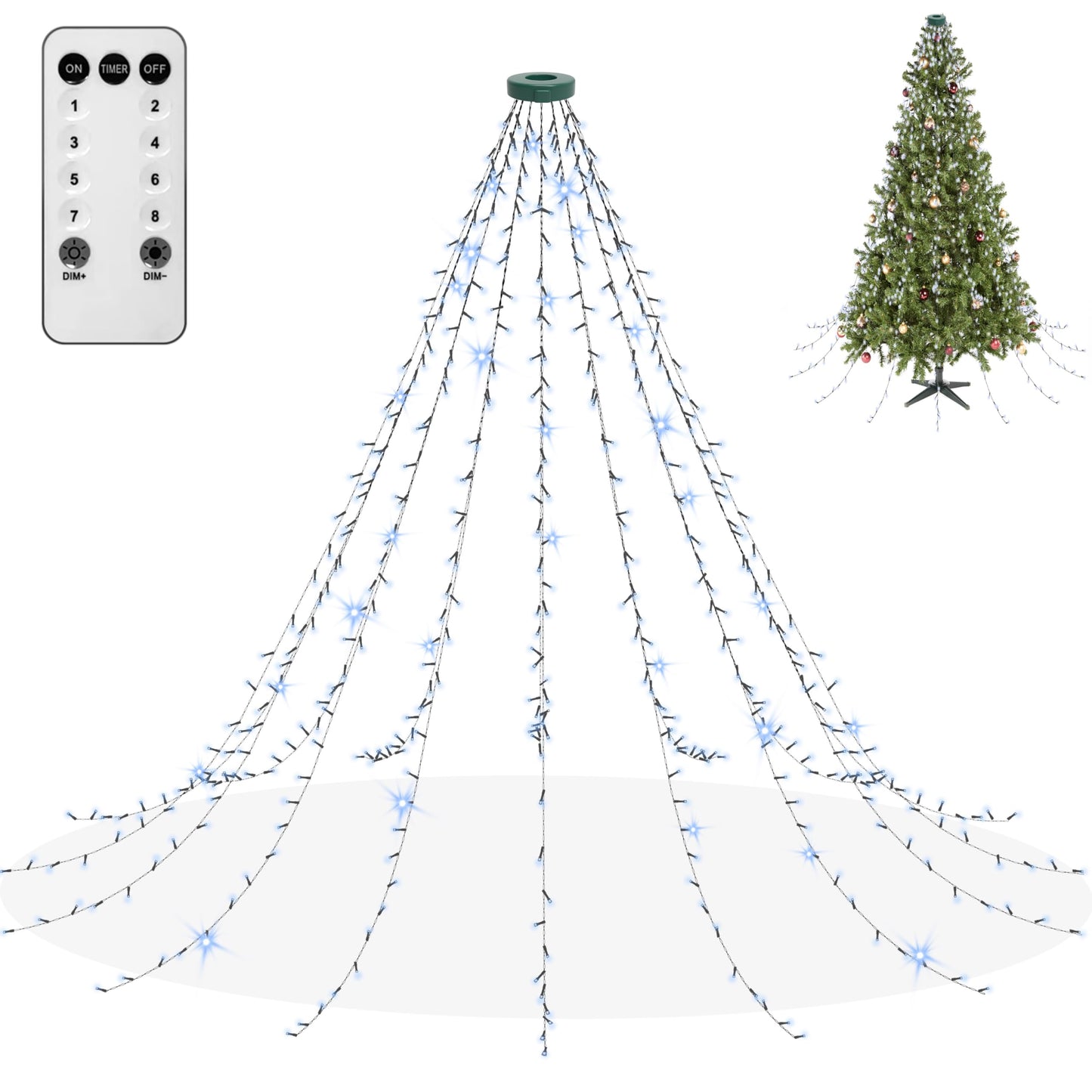 aneeway Christmas String Lights, 480 LEDs, 8 Lighting Modes, 9.84FT, Cold White, Model SW-LSL-03-480, Remote & Timer