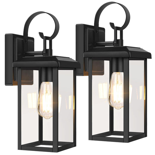 BesLowe Outdoor Wall Light Fixtures, 15in Waterproof Sconces, Matte Black, 2-Pack, Model 10233M