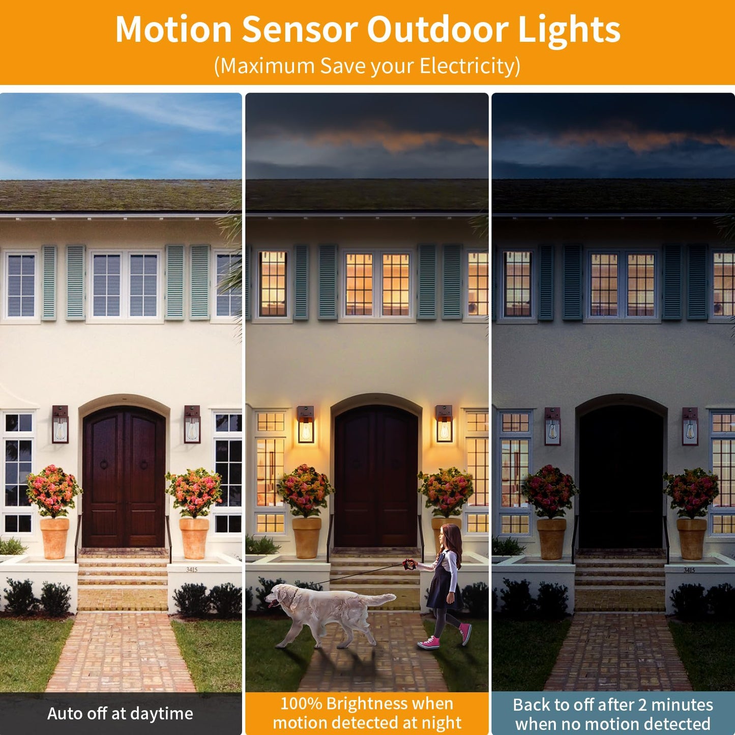 FNYUSLET Motion Sensor Outdoor Light Fixtures, Waterproof Wall Sconce, 10.24in  Aluminum, Oil-Rubbed Bronze, Model FN-9X-002