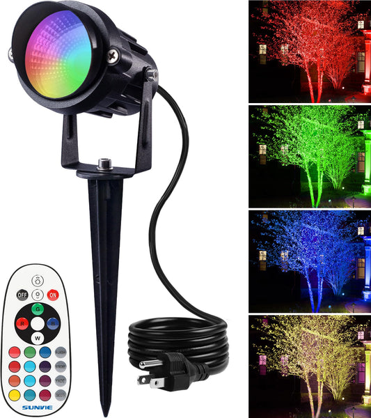 SUNVIE RGBW LED Landscape Spotlight, 12W Color Changing, Remote Control, Waterproof, 1 Pack, Multicolor, Model CHRS1201