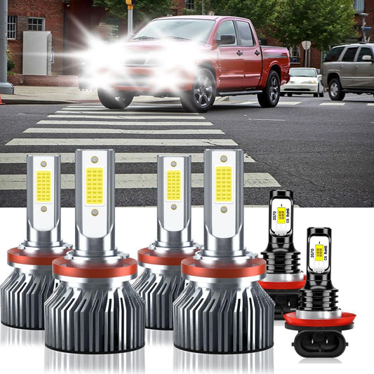LUXIVORA H11 Bulbs Combo for Nissan Altima 2007-2018, High Beam + Low Beam + Fog Lights, Pack of 6, Aluminum