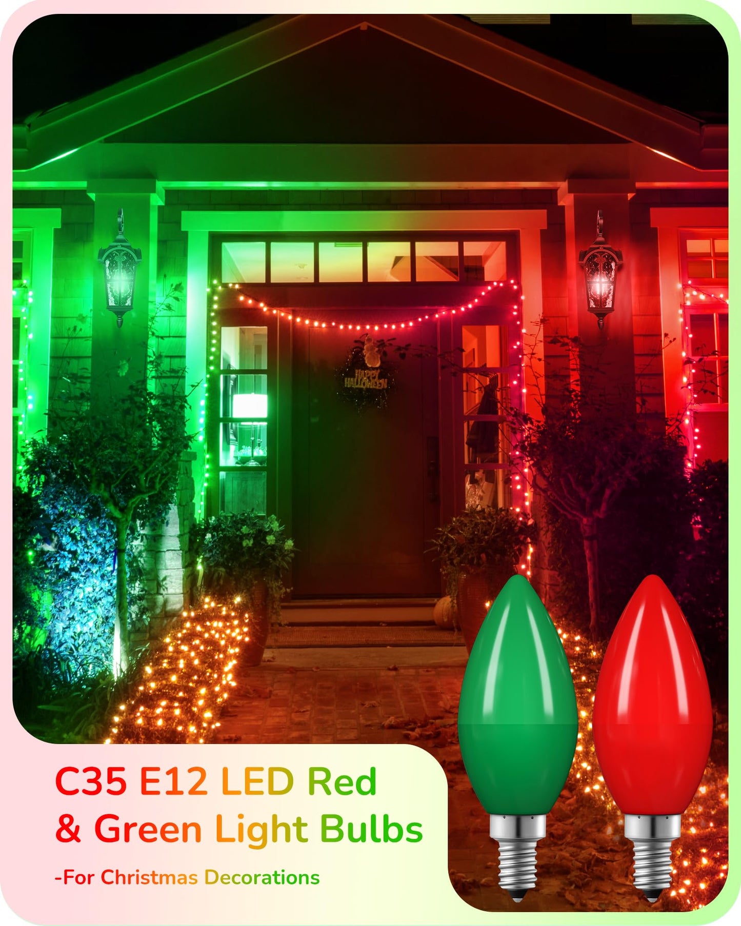 EDISHINE C35 Red Dimmable LED Light Bulbs, E12 Candelabra, 60W Equivalent, 6 Pack