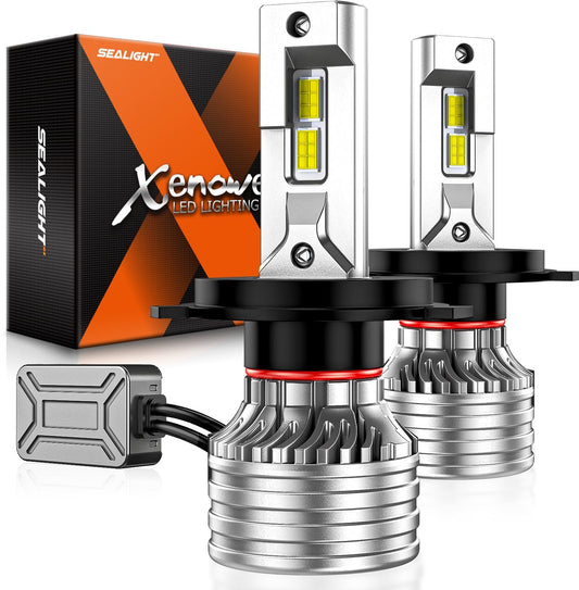 SEALIGHT H4 Fog Light Bulbs, 55,000 LM, 360? Adjustable Lock Ring, Easy Installation, Pack of 2, White, X4i H4
