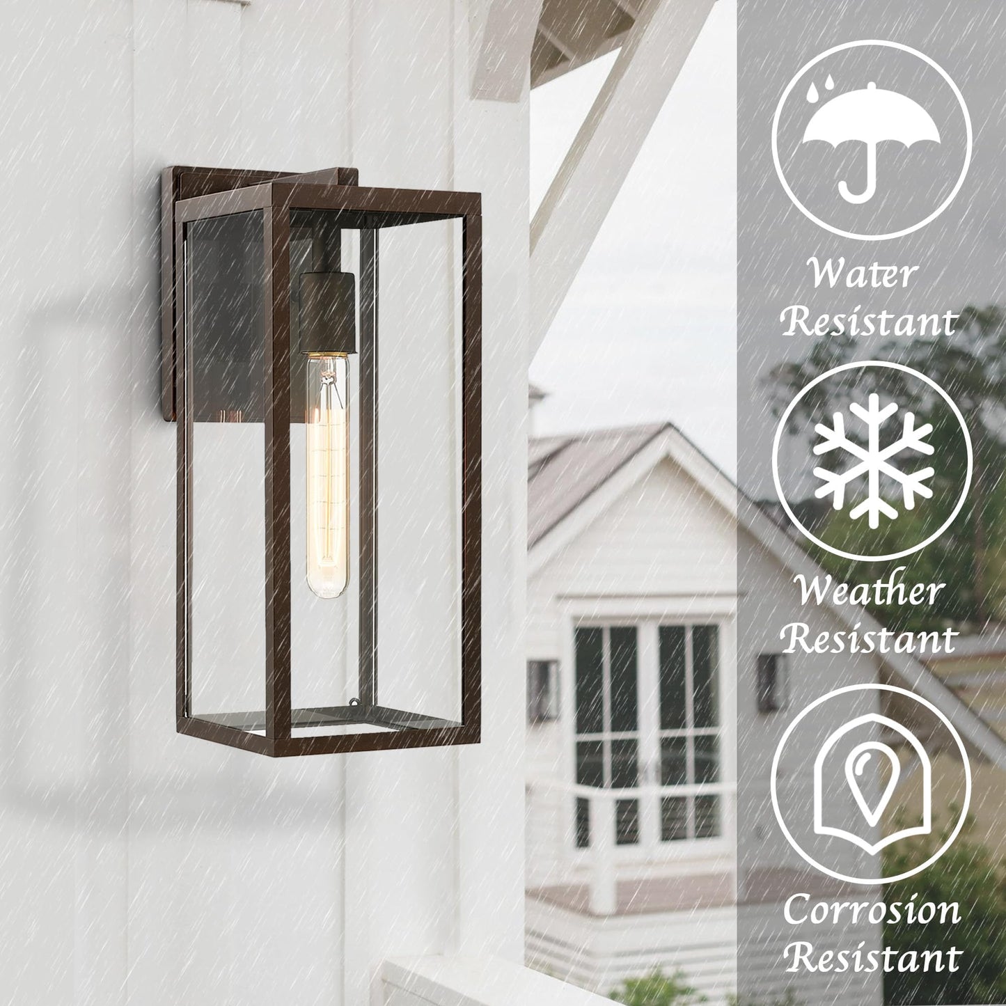 Bestshared Outdoor Wall Lantern - 15in 1-Light Sconce, Metal, Oil Rubbed Bronze, Model 4176, 1 Pack