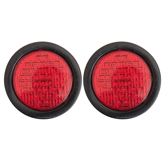 All Star Truck Parts 4in Round Red LED Brake Lights, 40 Diodes, Waterproof, Model ASA440R2, 2pcs, Rubber Grommet, 12V
