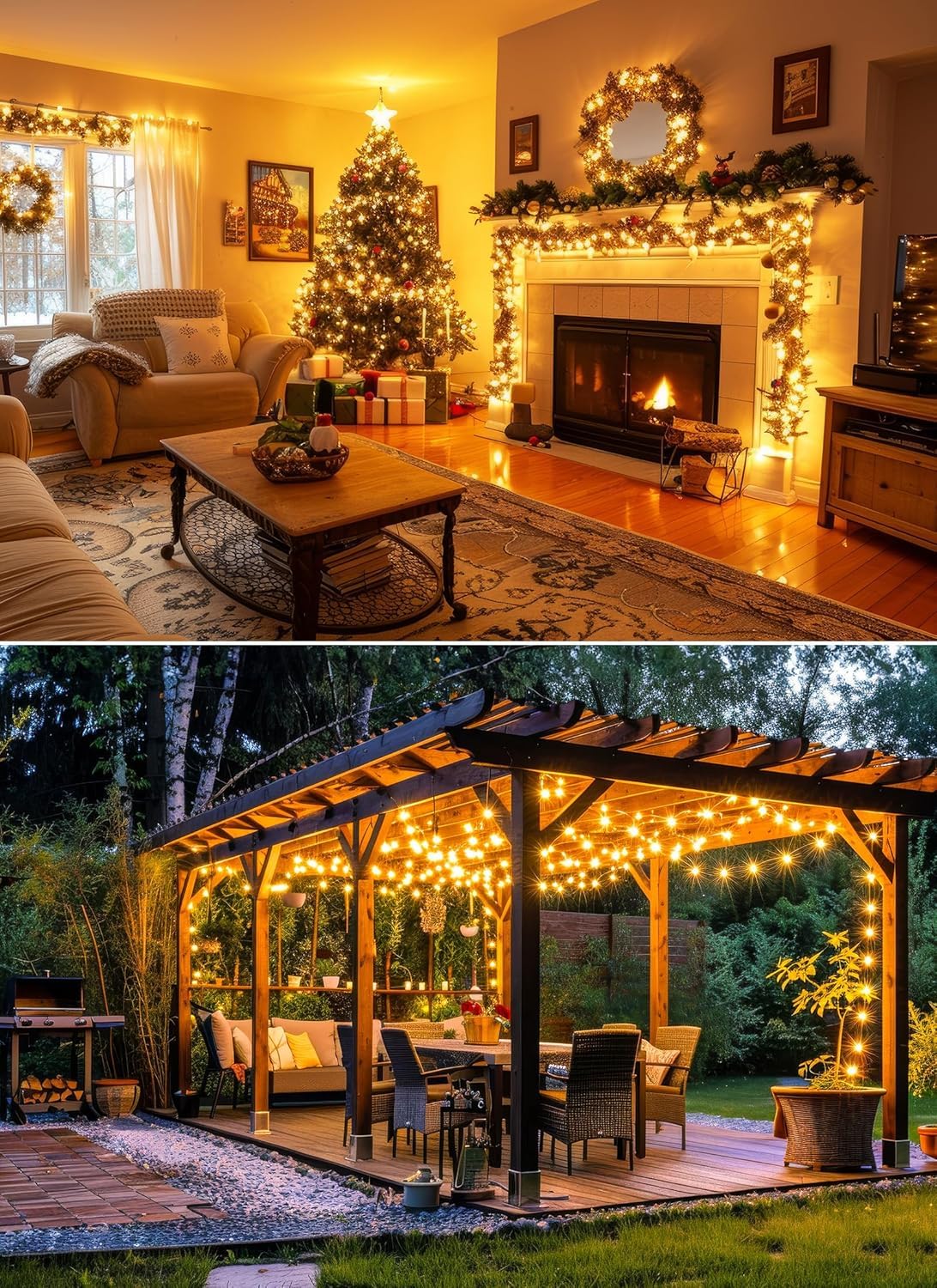 Minetom 200 LED Fairy Lights, Warm White Copper Wire, Indoor Outdoor Decoration, 66FT String Lights for Christmas, Wedding, Party