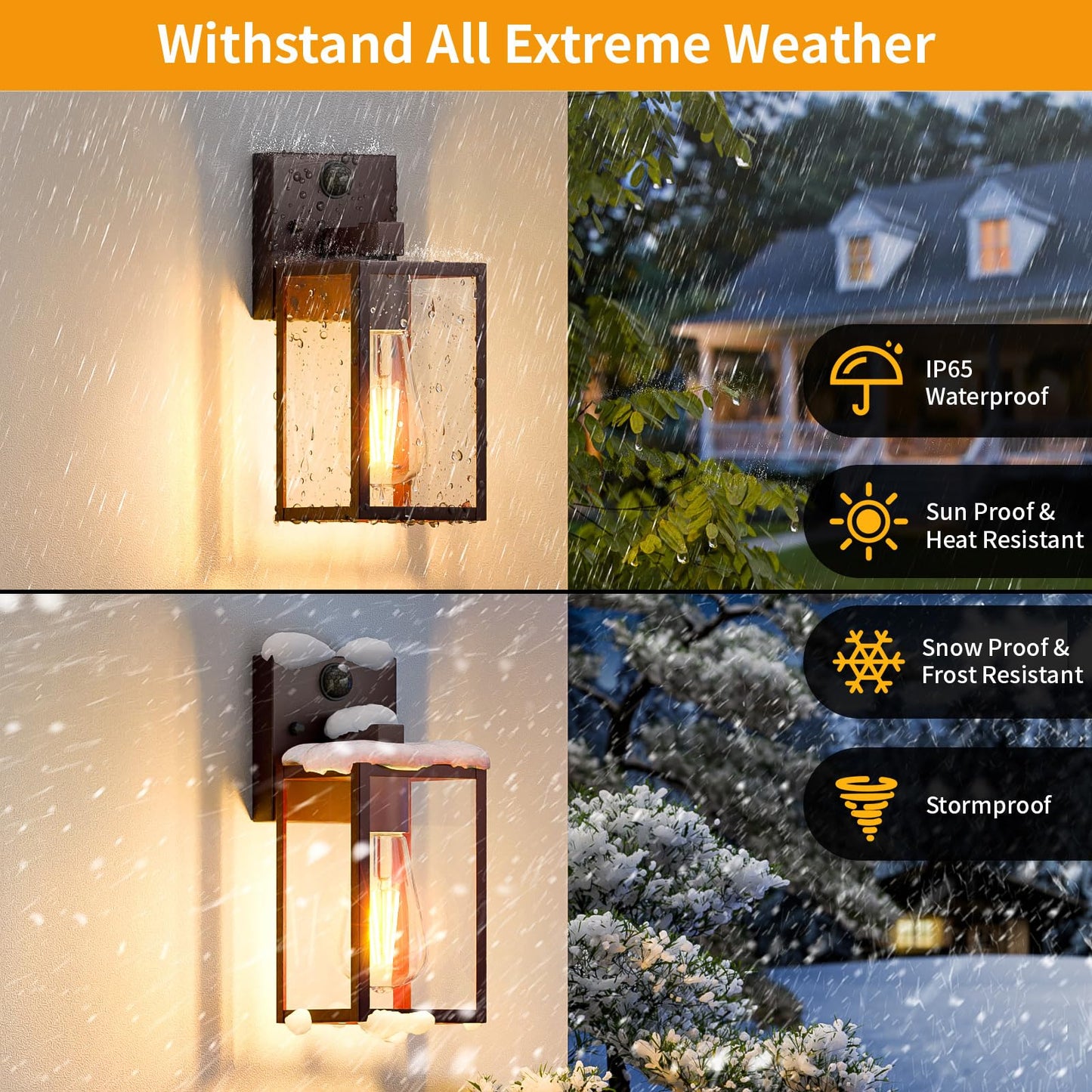 FNYUSLET Motion Sensor Outdoor Light Fixtures, Waterproof Wall Sconce, 10.24in  Aluminum, Oil-Rubbed Bronze, Model FN-9X-002