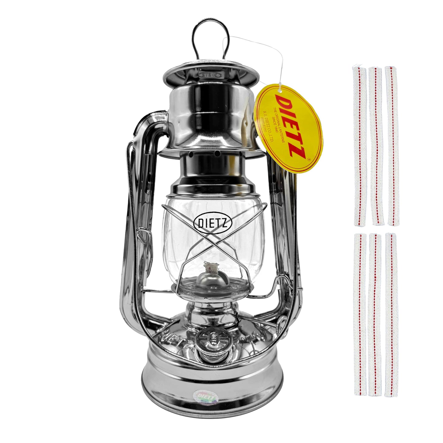 LIGHT OF MINE Dietz #76 Nickel Oil Lantern with Replacement Wick Strips, Multicolor